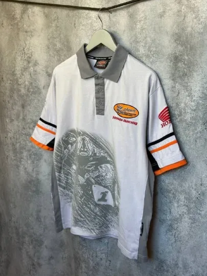 Discover HM Plant Honda Racing Polo Shirt Clinton Enterprises MotoGP BSB Vintage Tee Sz M