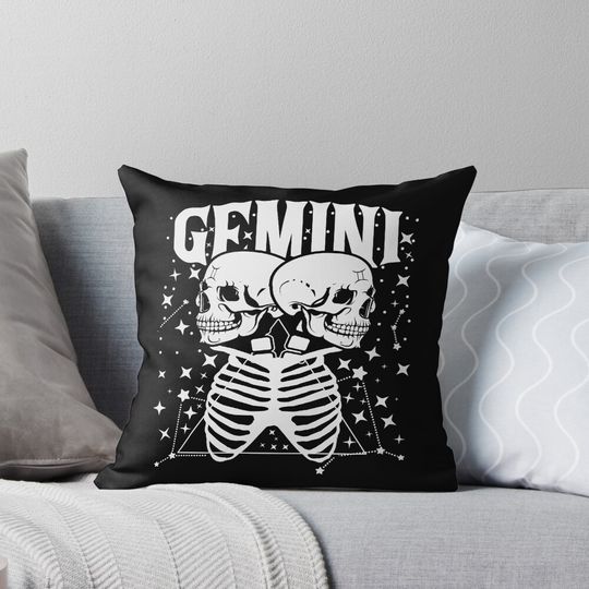 Gemini Faery Crystal Witch Skull Funny Halloween Pillow