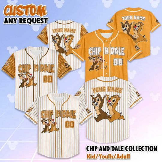 Discover Custom Chip and Dale Baseball Jersey, Disney Chip and Dale Jersey Shirt, Disneyland Baseball Team Outfit, Gift for Fans