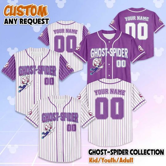 Personalized Ghost-Spider Baseball Jersey, Custom Spidey and His Amazing Friends Shirt