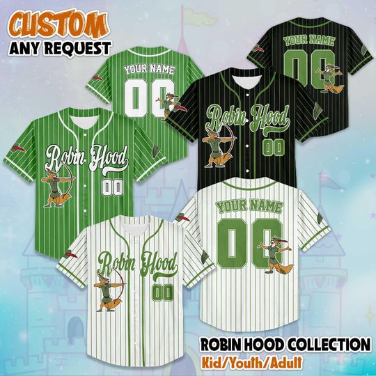 Personalized Robin Hood Baseball Jersey, Custom Disney Robin Hood Fan Gift