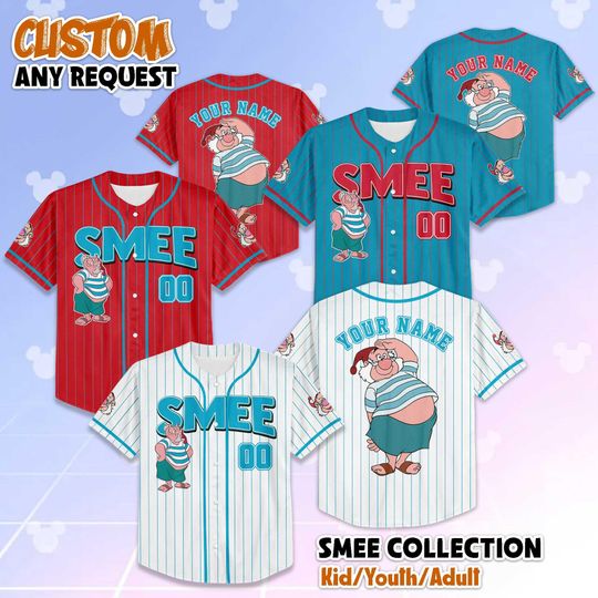 Personalized Smee Baseball Jersey, Custom Disney Peter Pan Shirt, Matching Outfit Jersey