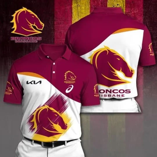 Brisbane Broncos 3D Polo Shirt Classic Gift for Dad | Sleek, Sporty Mens Polo