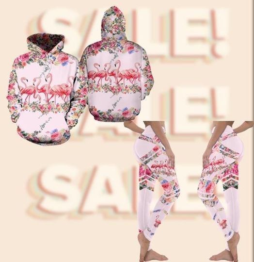 Discover Flamingo Hoodie and Leggings Set,  Floral Outfit, Cute 2 Piece Activewear for Women