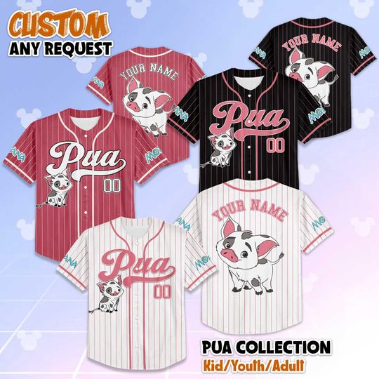 Personalized Pua Moana Baseball Jersey, Custom Disney Moana Shirt