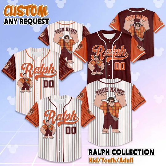 Discover Personalized Ralph Baseball Jersey, Custom Disney Wreck-It Ralph Shirt, Matching Disney Trip Outfit, Disney Birthday Gift