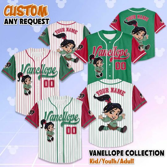 Personalized Vanellope von Schweetz Baseball Jersey, Custom Disney Wreck-It Ralph Shirt