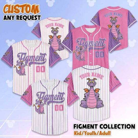 Personalized Figment Baseball Jersey, Custom Disney Figment Little Spark Shirt