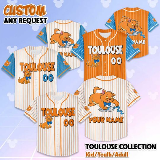 Personalized The Aristocats Toulouse Baseball Jersey, Custom Disney Toulouse Jersey