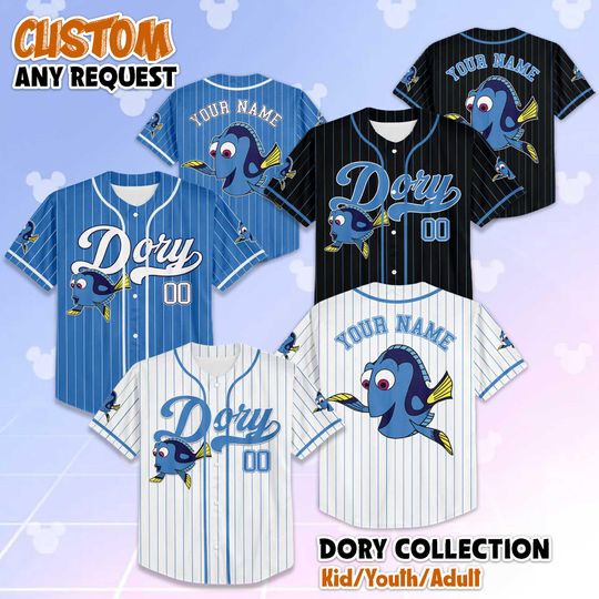 Discover Personalized Finding Dory Baseball Jersey, Custom ustom Name & Number Dory Jersey