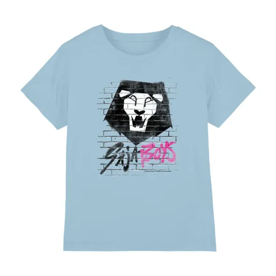 Discover K-Pop Demon Hunters Saja Boys Graffiti Wall Kids T-Shirt, Blue