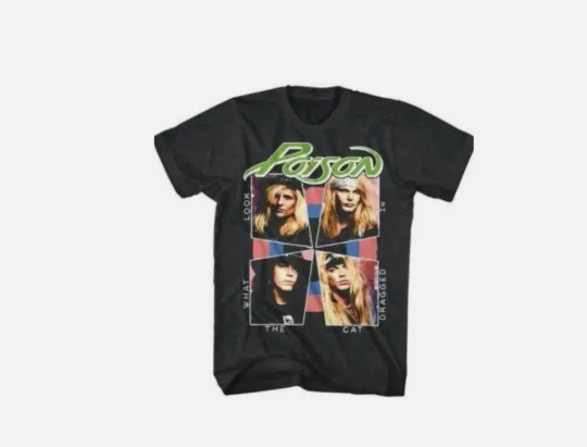 Discover Poison 80s Heavy Rock Band T-Shirt Men Black Concert Tour