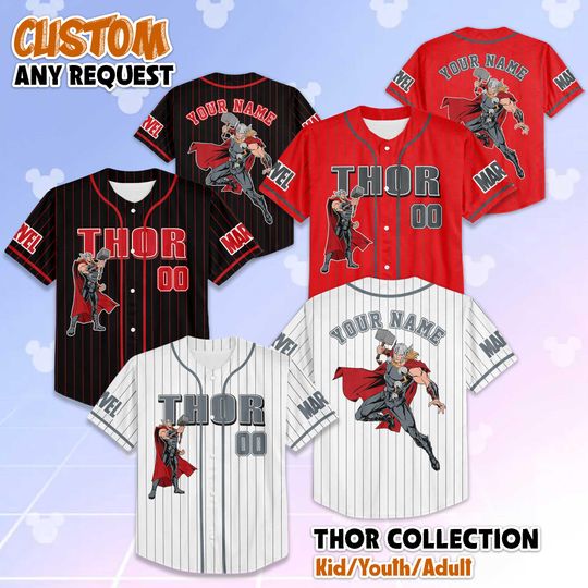 Personalized The Avengers Thor Baseball Jersey, Custom Marvel The Avengers Shirt