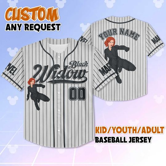 Personalized The Avengers Black Widow Baseball Jersey, Custom Marvel The Avengers Shirt