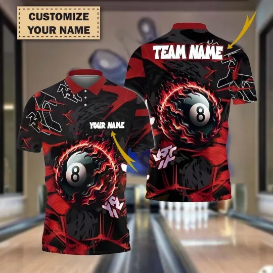 Discover Abstract Power 8-Ball Billiard 3D Shirt – Personalized with Name or Team