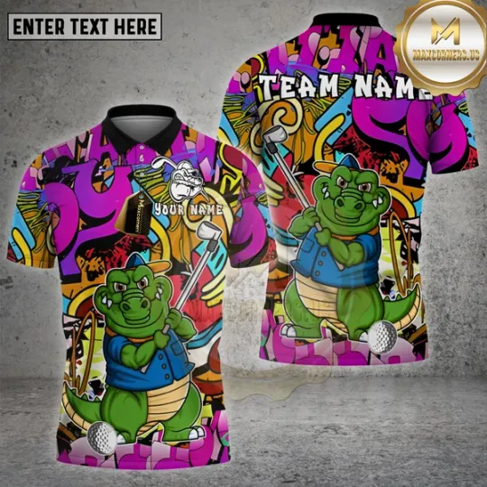 Discover Maxcorners Golf Crocodile Tough Cartoon Multiotions Personalized Name, Team Name