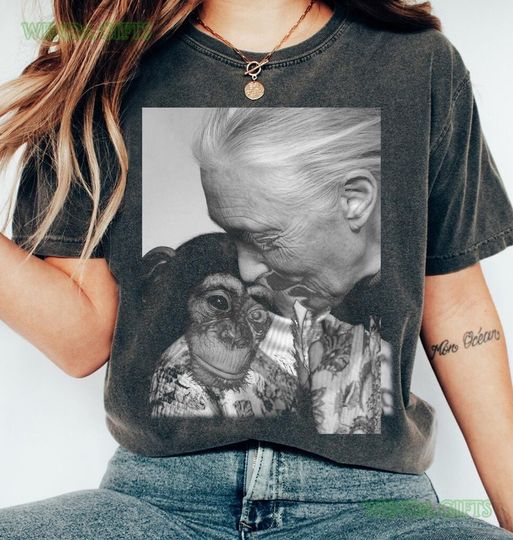 Discover Comfort Colors Jane Goodall Tribute Shirt, Wildlife Conservation Legacy Tee, in Memory of Jane Goodall, Feminist Illustratio, Goodall Lover