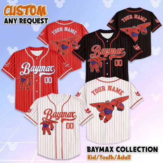 Personalized Baymax Collection Baseball Jersey, Custom Big Hero 6 Shirt