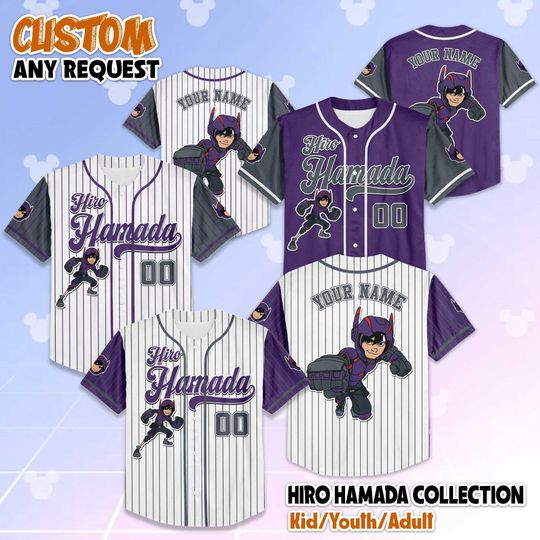 Personalized Hiro Hamada Baseball Jersey, Custom Big Hero 6 Shirt