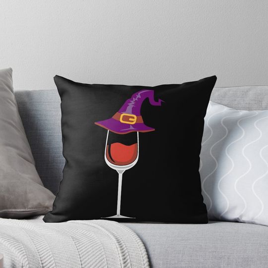 Discover Wine Witch Funny Witches Halloween Pillow