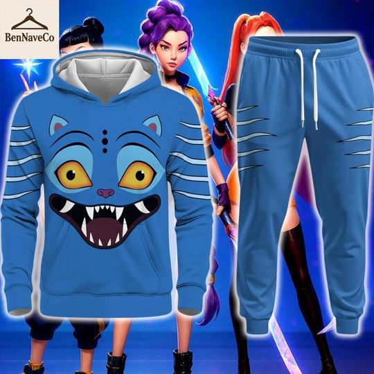 Discover Derpy The Tiger 3D Full Over Print Hoodie, Kpop Demon Hunters Costume Hoodie, Derpy Tiger Cosplay Sweatshirt, Family Matching Cosplay Outfit