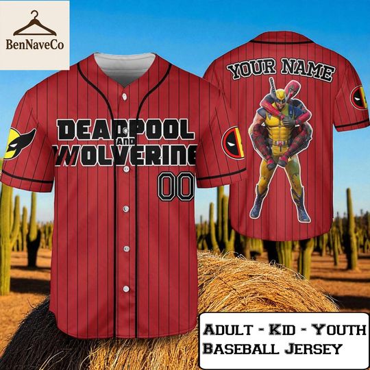 Custom Deadpool and Wolverine Baseball Jersey, Superhero Jersey Shirt with Name Number, Comic Team Outfit