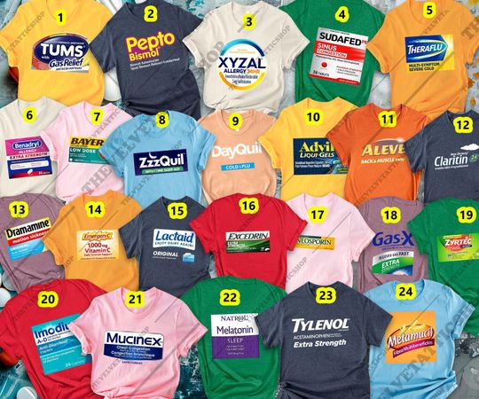 Discover Halloween Pharmacy Costume Shirt | Funny Medicine Label Tee | Group Matching Outfit for Family or Softball Team Party 2025