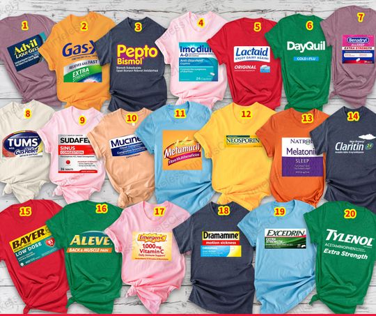 Pharmacy Halloween Shirt, Mediciiinne Label Costume Tee, Nurse & Doctor Group Outfit, Cosplay Top, Halloween Party, Softball Costume