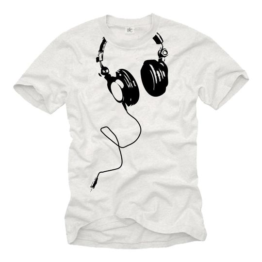Discover Music Headphones T-Shirt for Men, White/Black