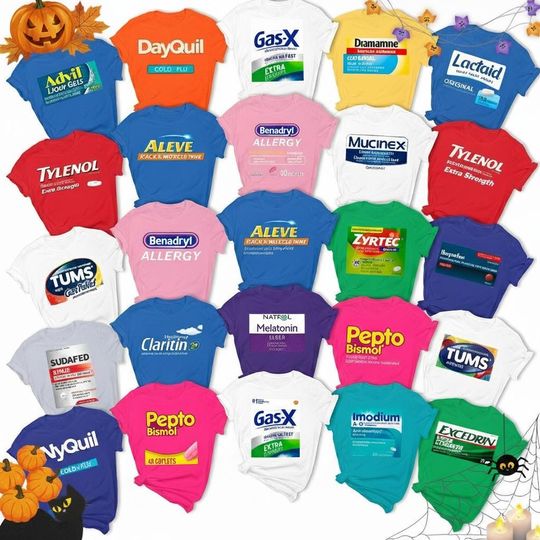 Discover Medicine Label Set of 25 PNG, Pharmacy Halloween PNG, Medical Cosplay, Group Pharmacy Matching, Digital File for Sublimation