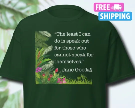 Discover Jane Goodall Tribute T-Shirt Conservation Chimpanzee Wildlife Memorial Tee