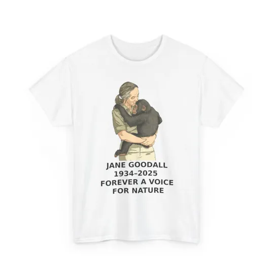 Discover Jane Goodall Tribute Tee, Memorial Shirt in Honor of Animal Rights Activist, RIP