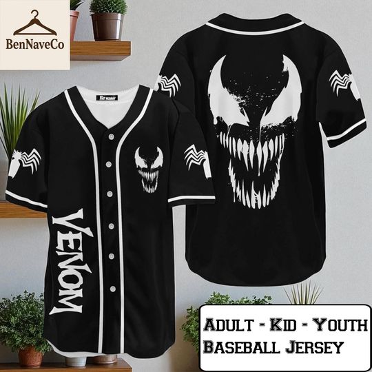 Venom Baseball Jersey, Marvel Symbiote Jersey Shirt, Spider Villain Jersey