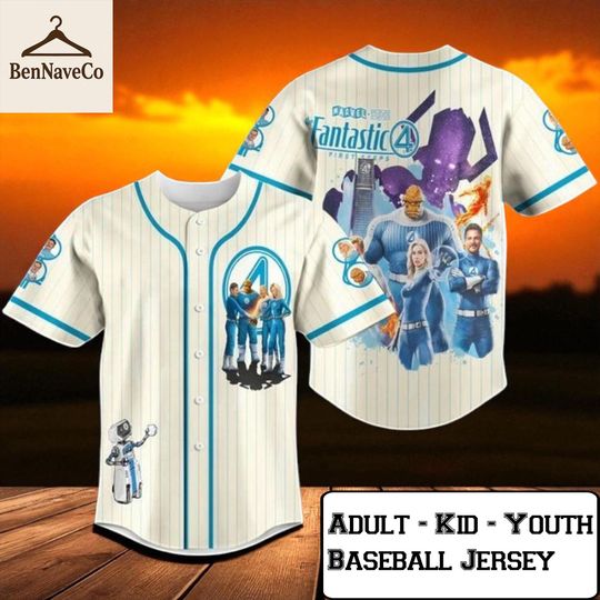 Fantastic Four Jersey, Marvel Baseball Jersey Shirt, Superhero Team Uniform