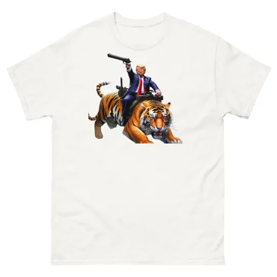 Discover Trump Riding a Tiger Funny T-Shirt