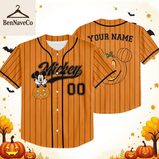 Discover Custom Disney Mickey Pumpkin Halloween Collection Simple Baseball, Personalized Baseball Team Jersey,Birthday Gift for Halloween Fans Family