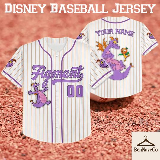 Custom Mascot Figment Baseball Jersey, Family Matching Disneyland Jersey, Birthday Outfit, Mickey Mouse Park