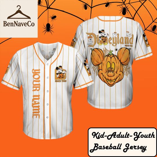 Discover Custom Disneyland Halloween Baseball Jersey, Pumpkin Mickey Ghost Shirt, Disney Tee for Kids & Adults