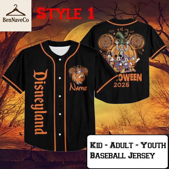 Discover Disneyland Halloween 2025 Jersey, Mickey Mouse Baseball Shirt, Halloween Disney Family Matching Tee,