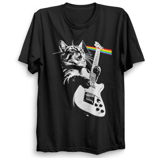Discover Floyd CAT T-Shirt Dark Side Of The Meow Rainbow Unisex Cat Lover Tee Retro Band Style