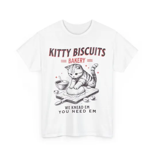 Discover Cat Baking T-Shirt, Kitty Biscuits We Knead Em Funny Shirt
