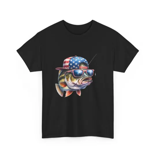 Discover Fishing Shirt with American Flag and Fish Design for Anglers