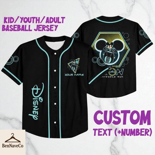 Discover Custom Tron Mickey Baseball Jersey, Personalized Disney Lightcycle Shirt, Cartoon Jersey for Kids Youth Adult