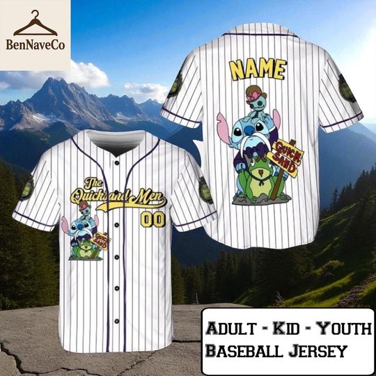 Stitch Haunted Mansion Quicksand Men Jersey, Custom Disney Baseball Shirt, Halloween Costume Jersey for Adult Kid Youth