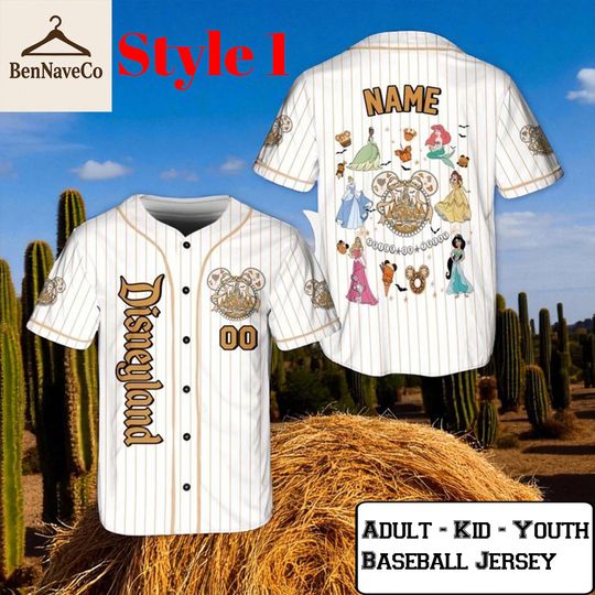 Discover Disneyland Princess Baseball Jersey, Custom Jersey with Name, Adult Kid Youth Jersey Shirt, Fairytale Princess Baseball Top