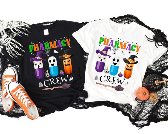 Discover Halloween Pharmacy Crew, Pharmacy Tech, Pharmacist Halloween, Halloween Crew, Matching Halloween, Scary Shirts