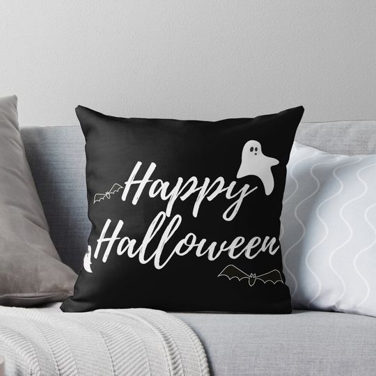 Discover  Happy Halloween from the Bats and Ghosts Pillow
