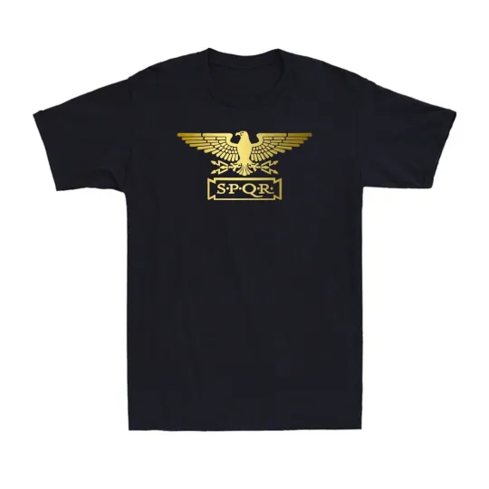 Discover Standard SPQR - Roman Empire Metallic Eagle Golden Print Men's T-Shirt