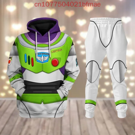 Discover Disney Buzz Lightyear Costume Cosplay 3D Men Hoodie Jogger Toy Story Costume Hoodie Shirt Jogger Pants