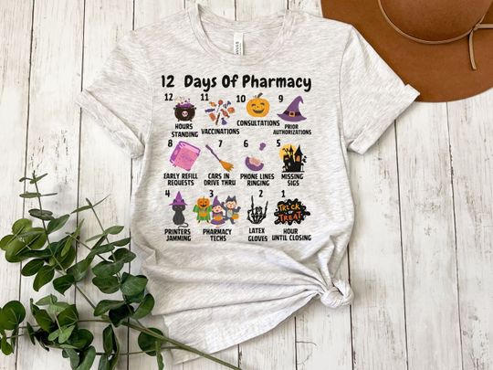 Discover Halloween Pharmacy Shirt, Pharmacy Tech Tee, 12 Days Of Pharmacy TShirt, Pharmacy Halloween, Gift For Pharmacy, Gift For Pharmacist